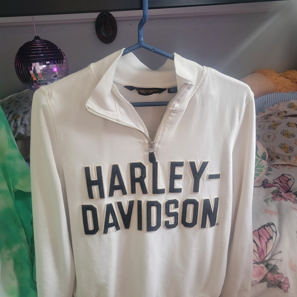 Harley-Davidson Cream Quarter-Zip Pullover